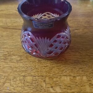 Vintage Crystal Legends by Godinger Red Cut Crystal Vase Made in Romania